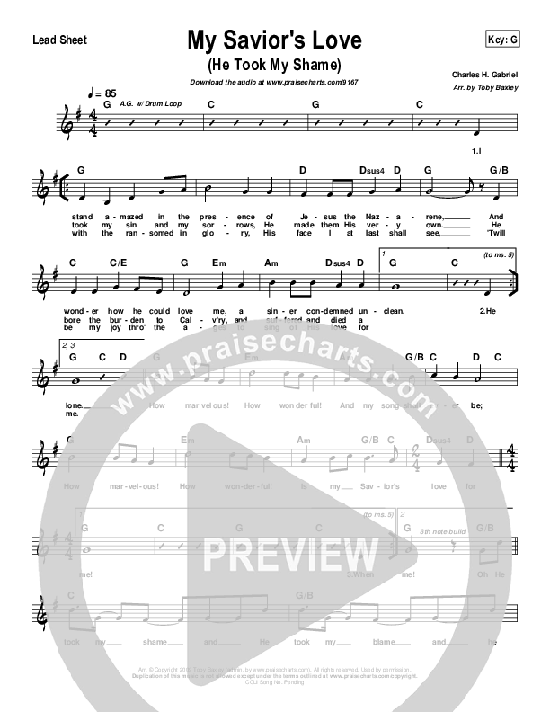 My Savior's Love Lead Sheet (Toby Baxley)