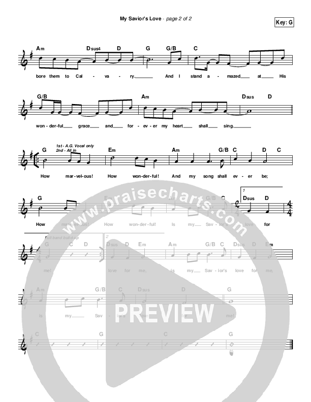 My Savior's Love Lead Sheet (Toby Baxley)