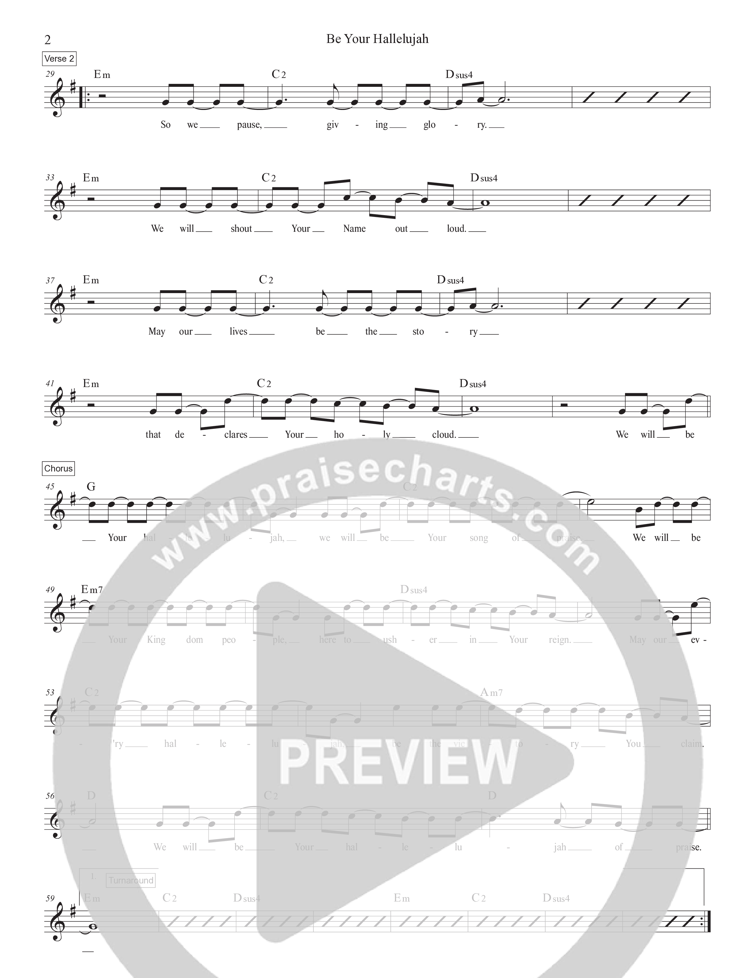 Be Your Hallelujah Lead Sheet Melody (Manuel Luz)