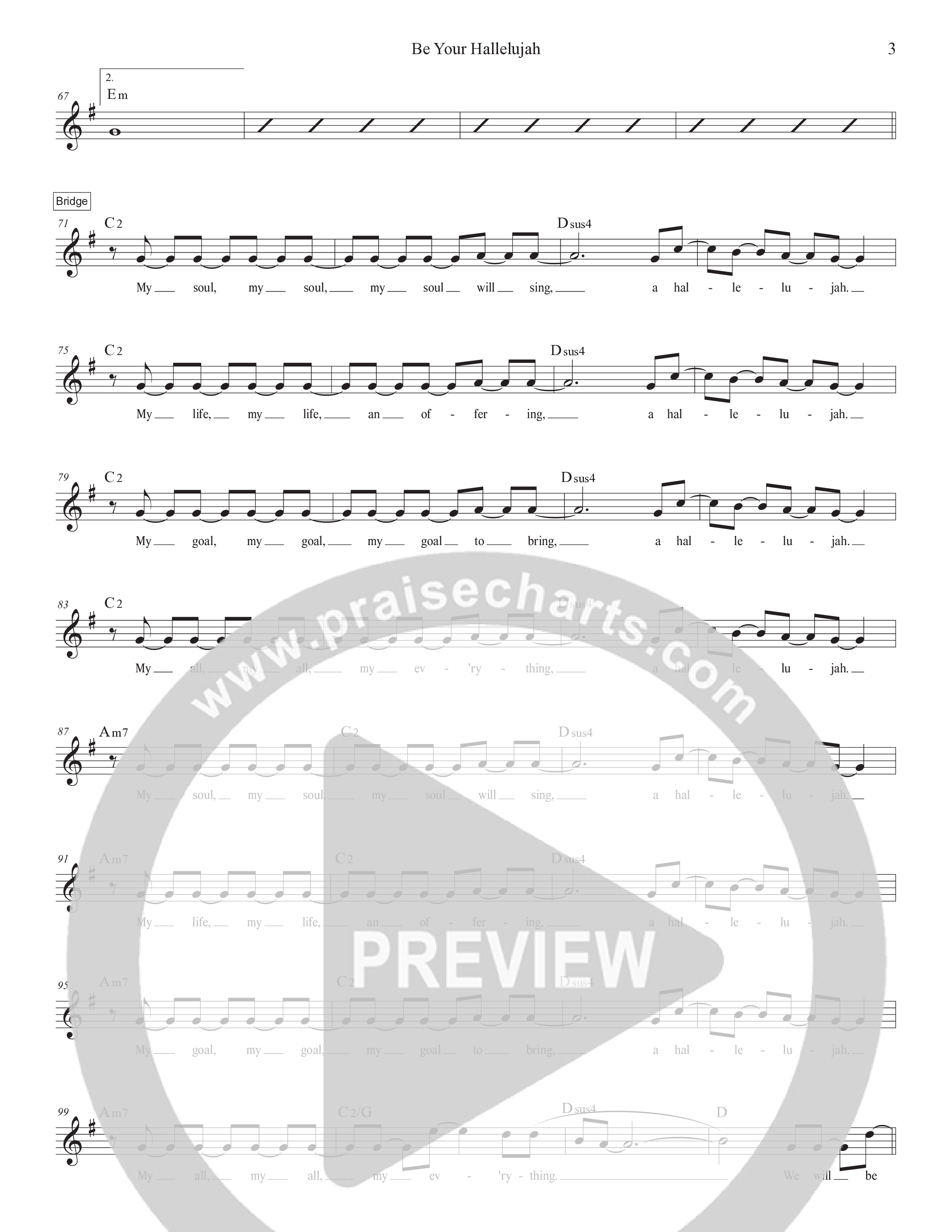 Be Your Hallelujah Lead Sheet Melody (Manuel Luz)