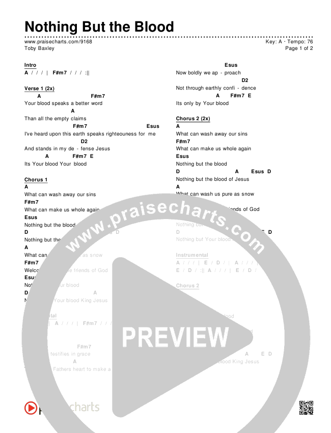 Nothing But The Blood Chords & Lyrics (Toby Baxley)