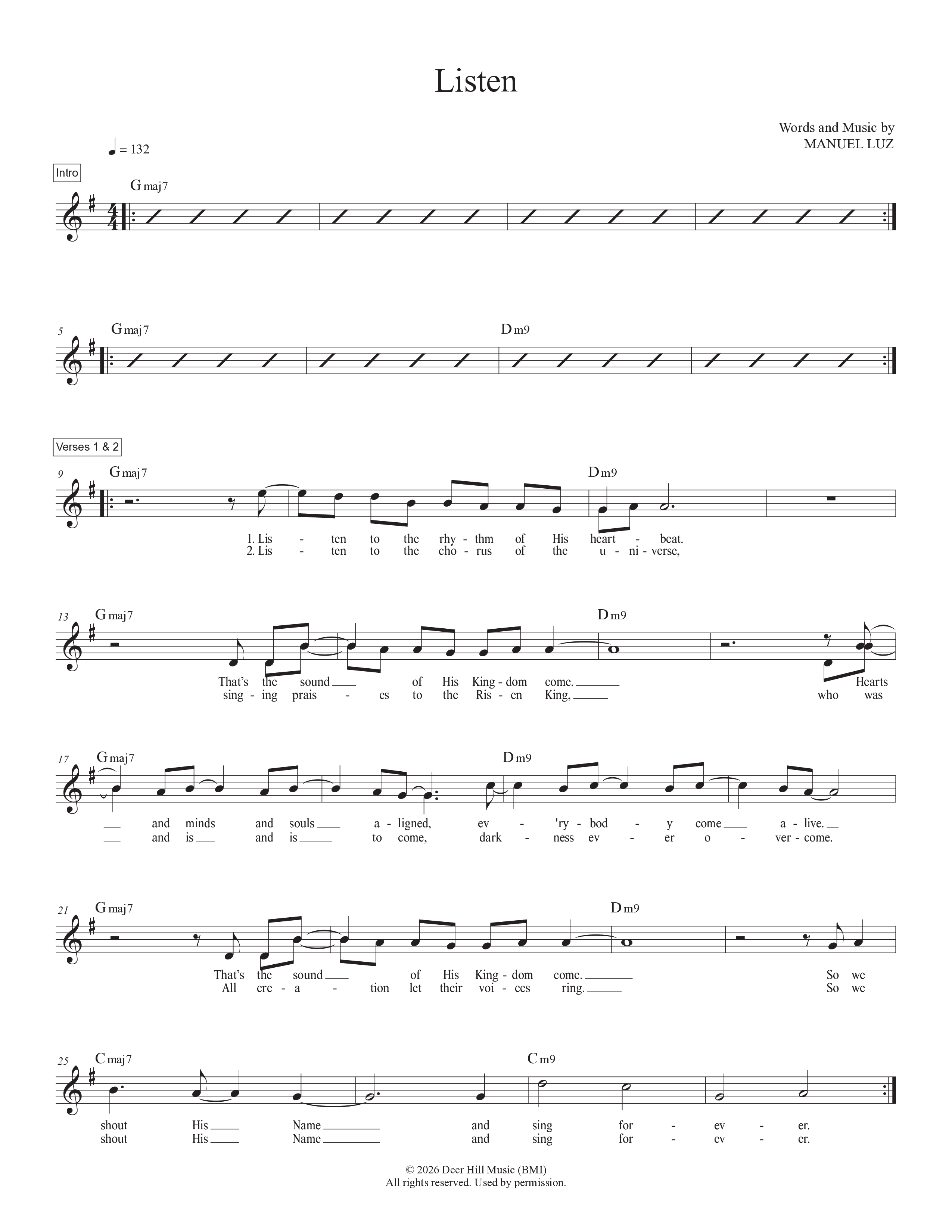 Listen Lead Sheet Melody (Manuel Luz)