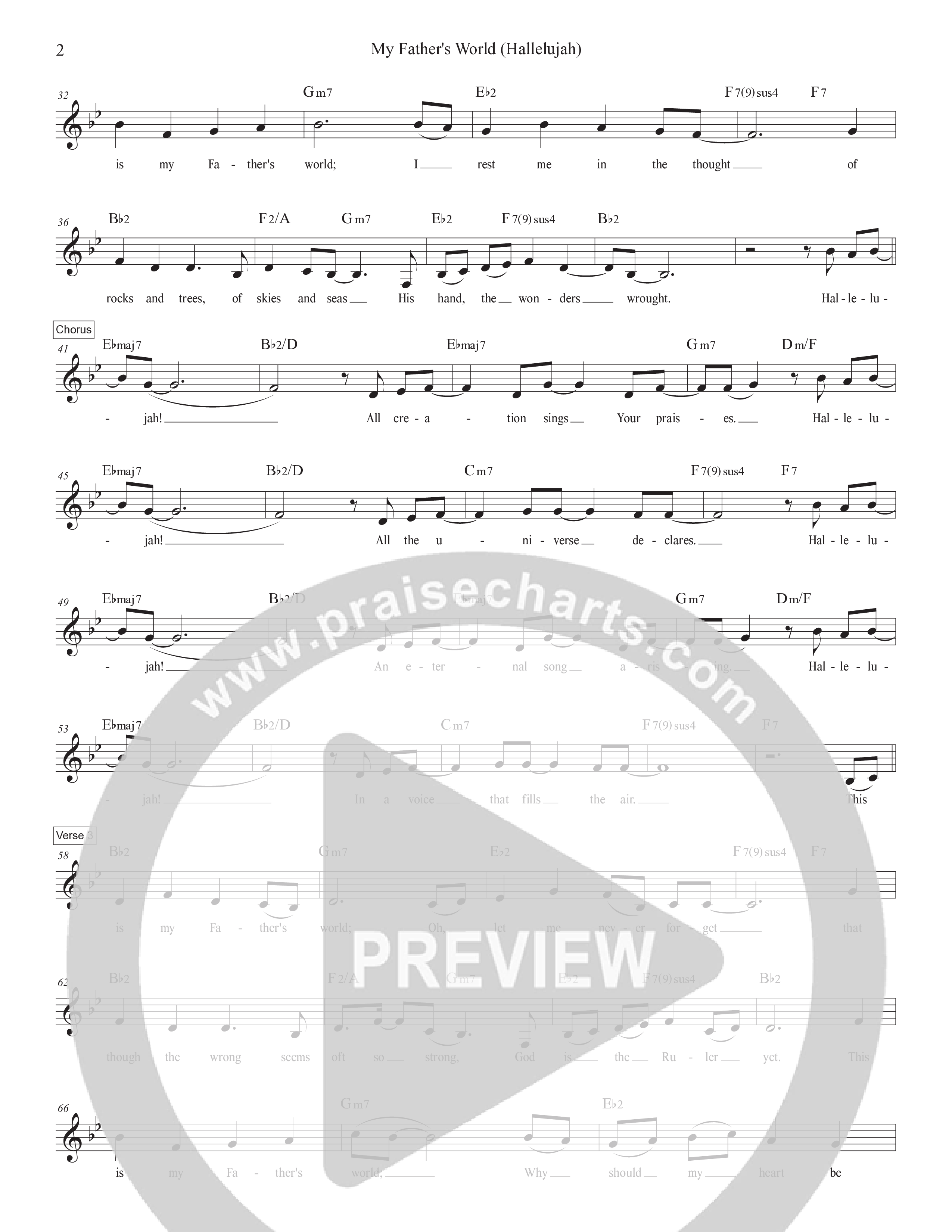 My Father's World (Hallelujah) Lead Sheet Melody (Manuel Luz)