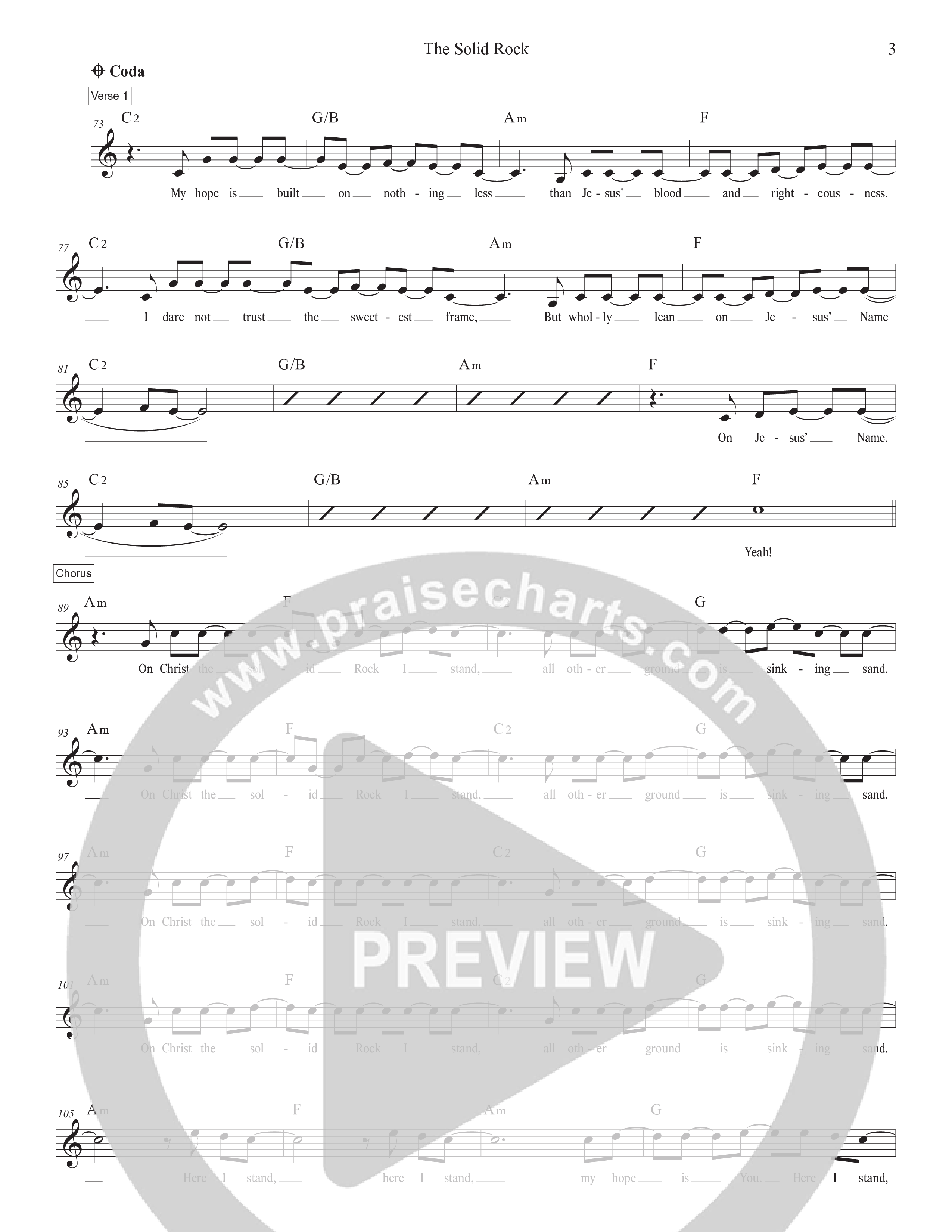 The Solid Rock Lead Sheet Melody (Manuel Luz)