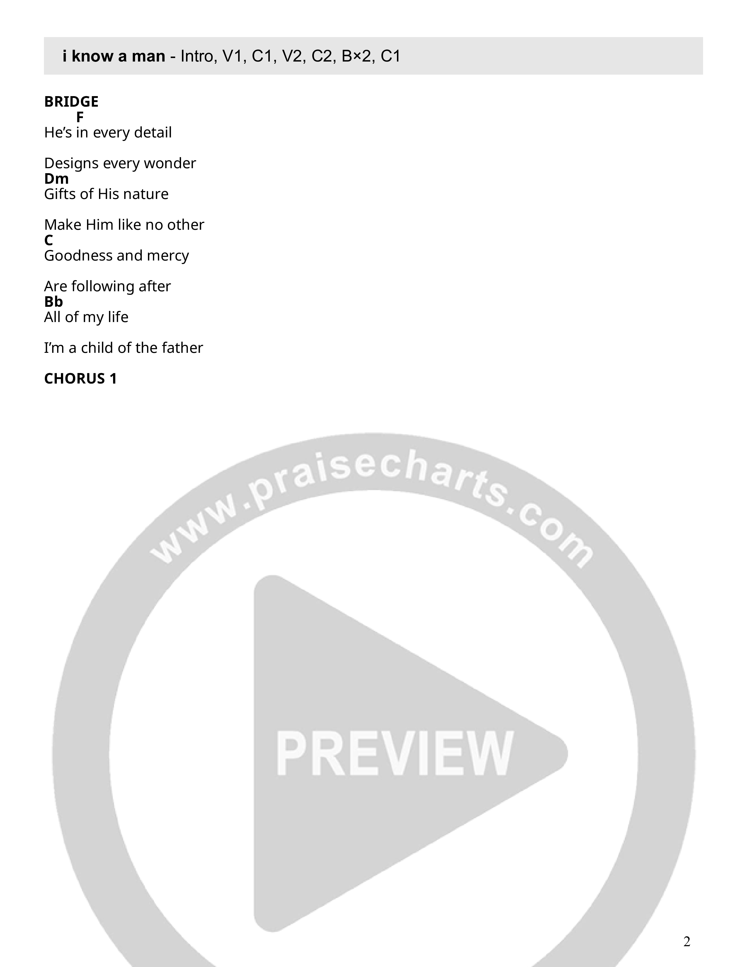 I Know A Man Chord Chart (Ash Wiseman)