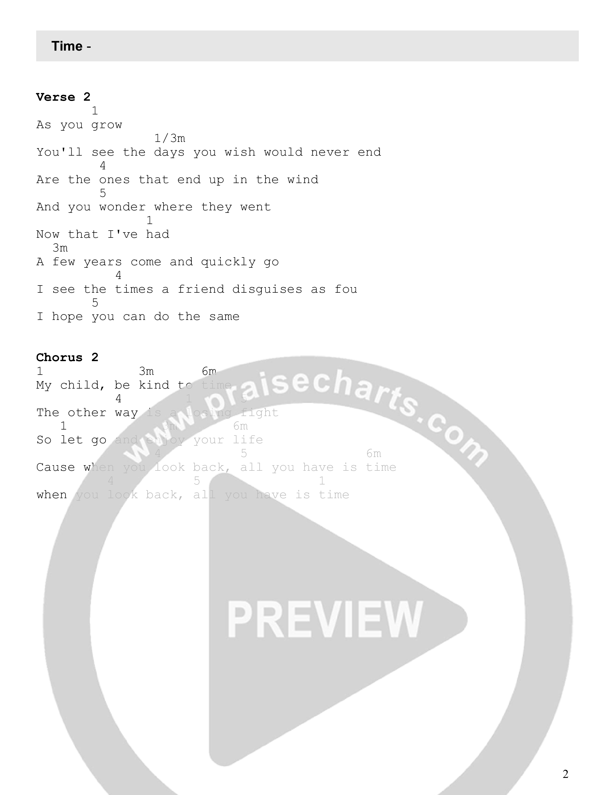 Time Chord Chart (Destiny Barber)