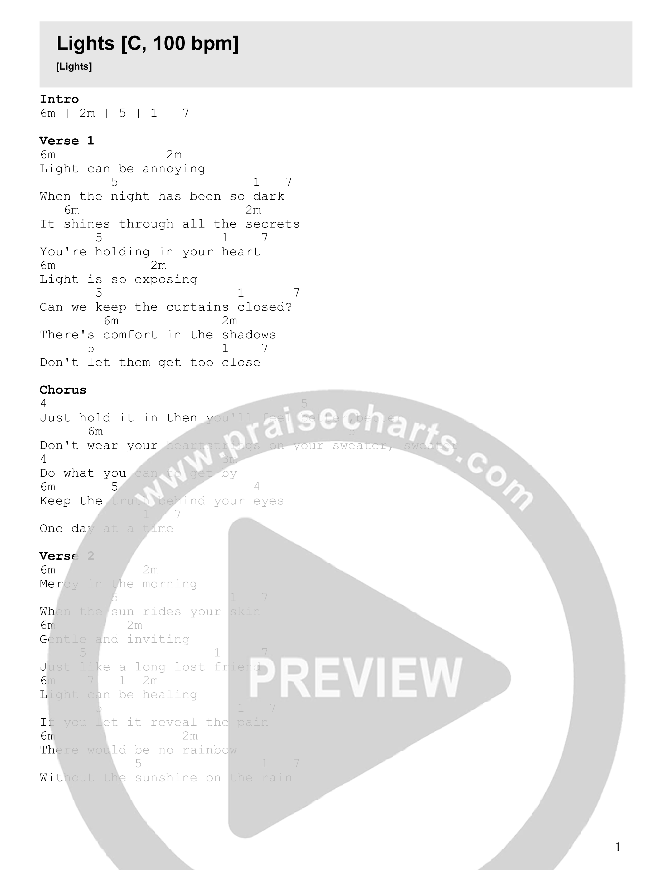 Light Chord Chart (Destiny Barber)