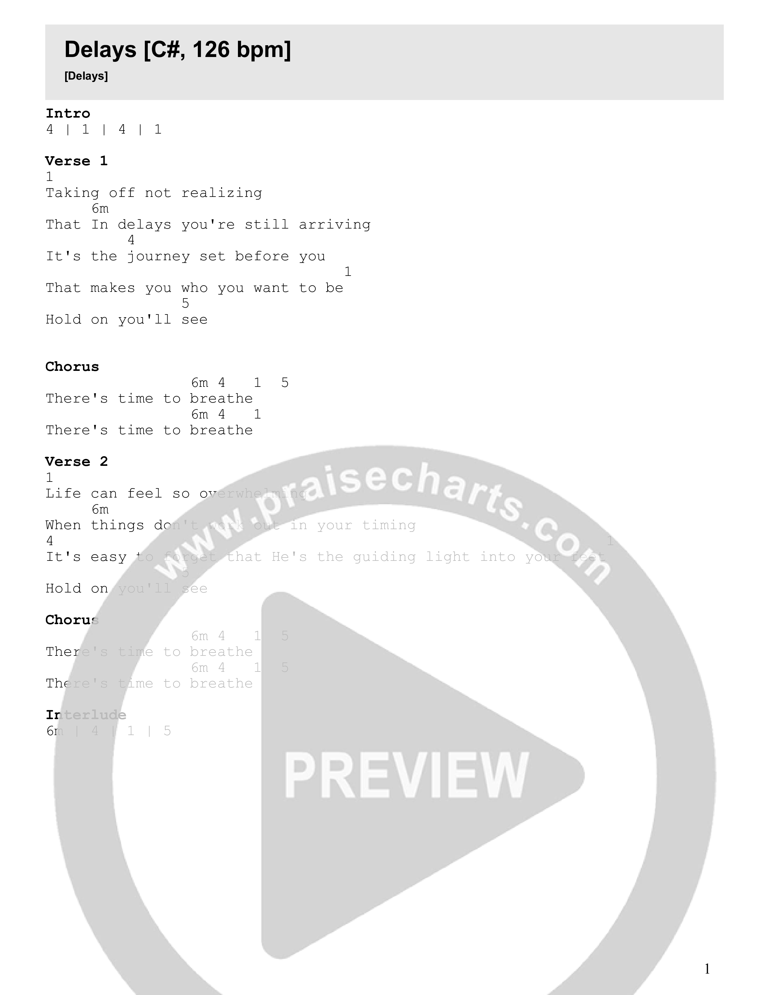 Delays Chord Chart (Destiny Barber)