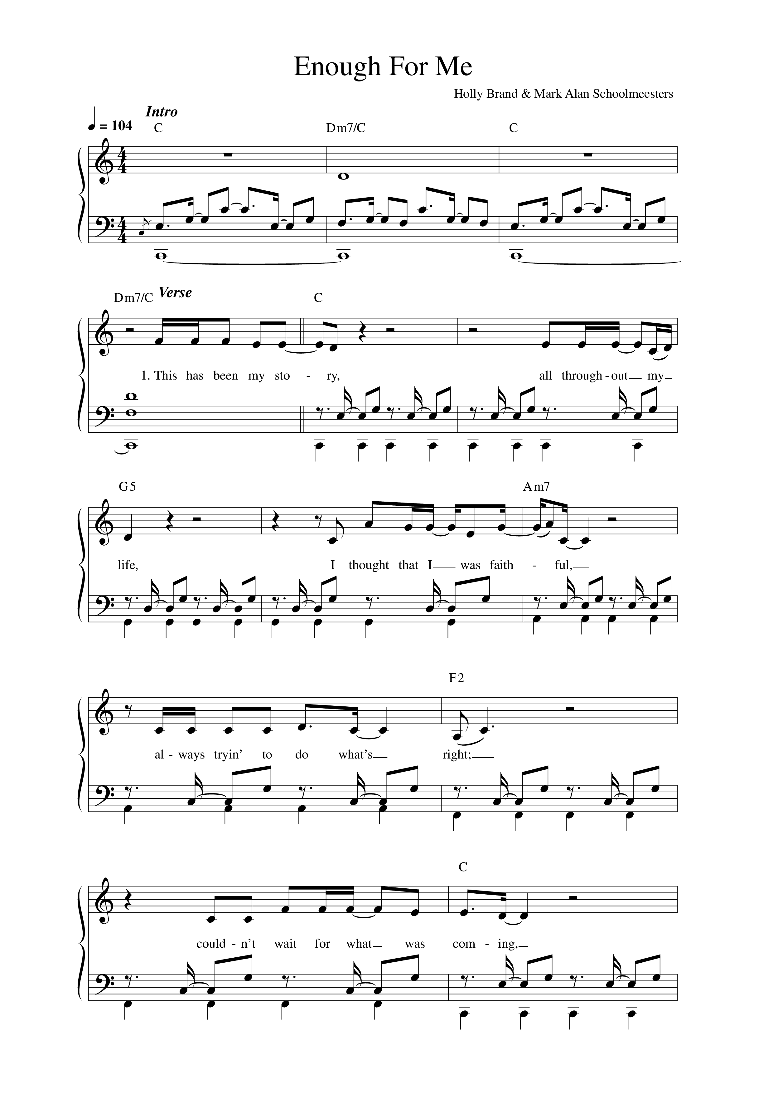 Enough For Me Lead Sheet Melody (Holly Brand)