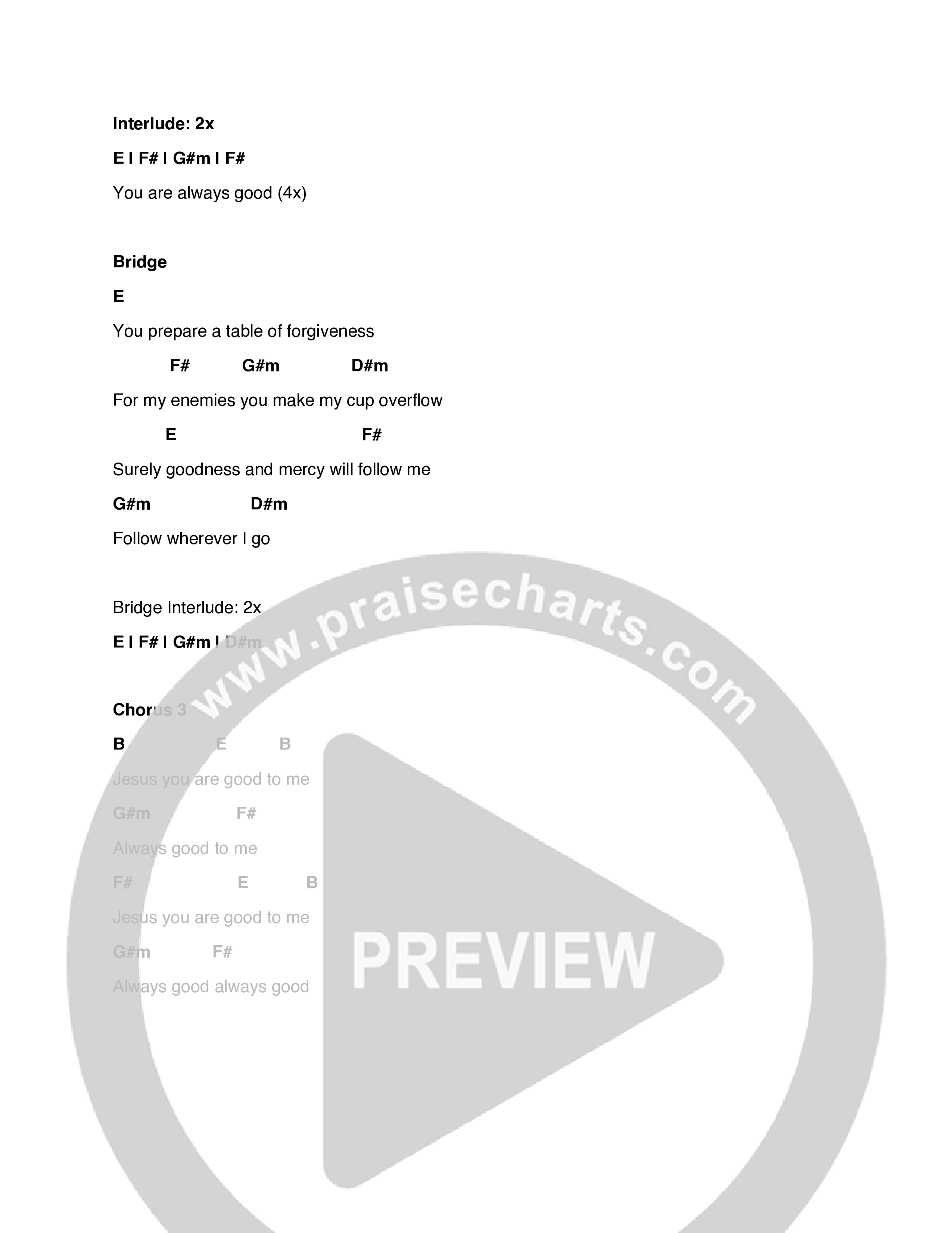 Always Good Chord Chart (Canyon View Worship)