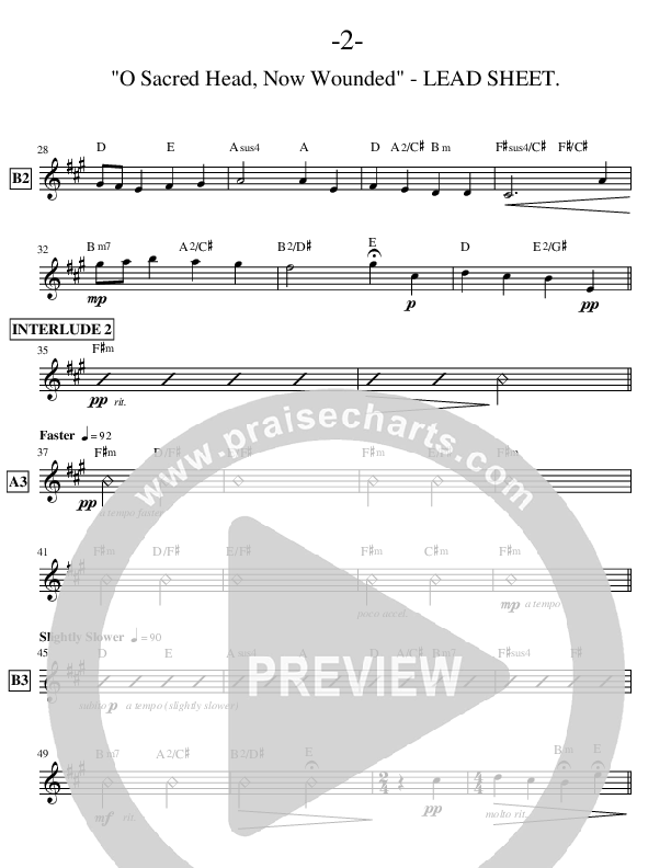 O Sacred Head Now Wounded (Instrumental) Lead Sheet ()