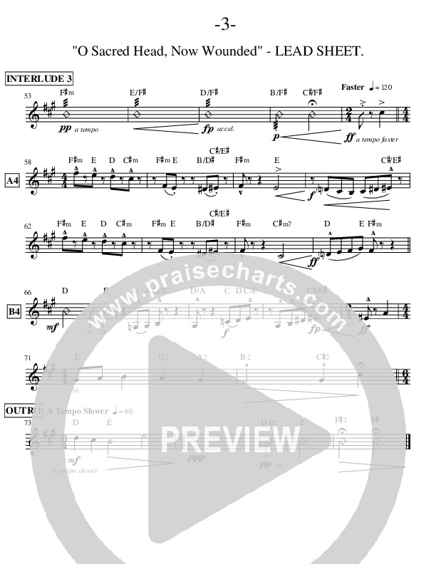 O Sacred Head Now Wounded (Instrumental) Lead Sheet ()