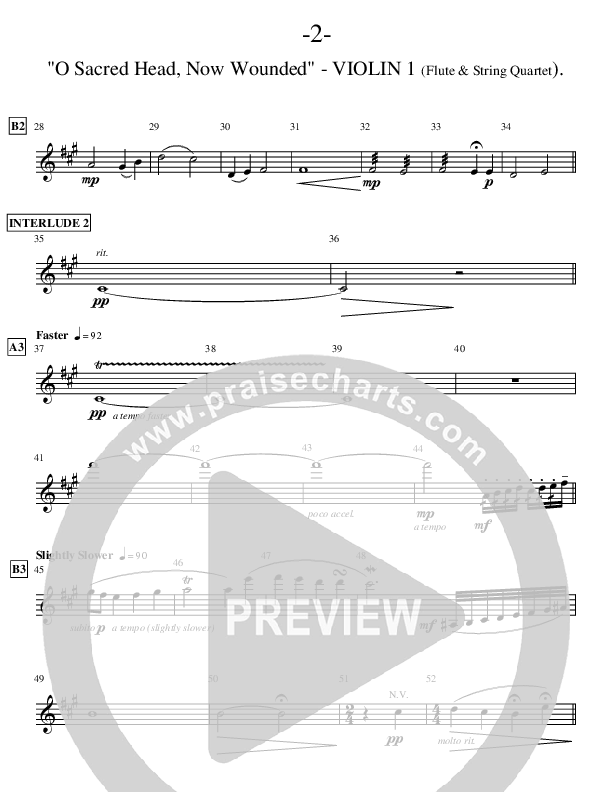 O Sacred Head Now Wounded (Instrumental) Violin 1 ()