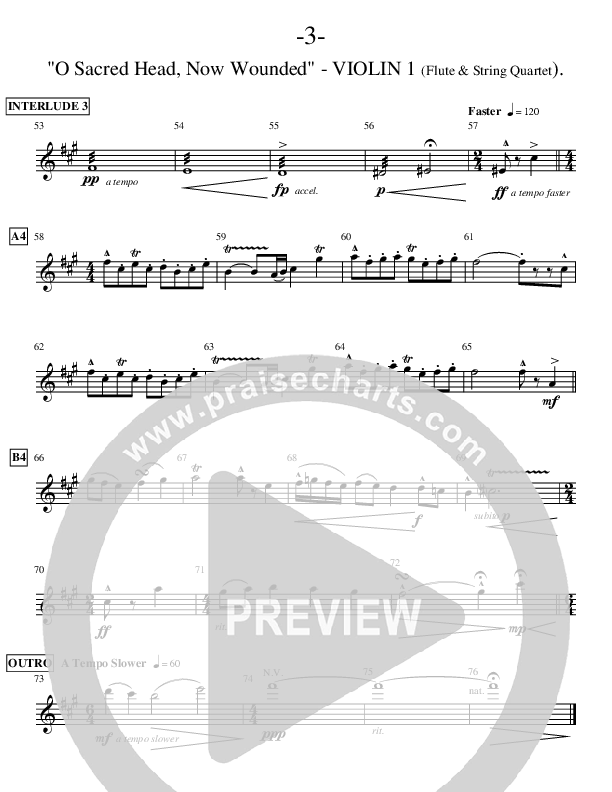 O Sacred Head Now Wounded (Instrumental) Violin 1 ()