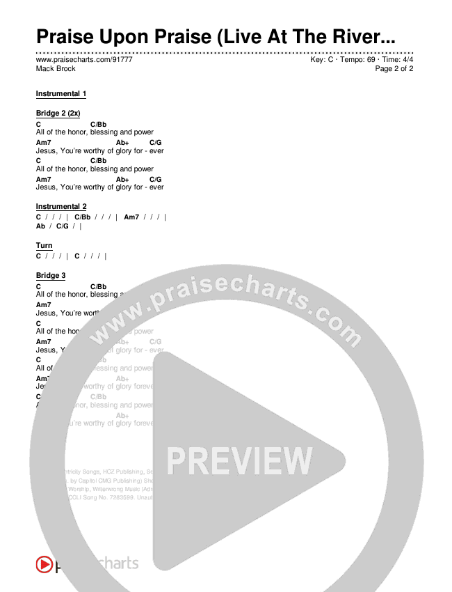 Praise Upon Praise (Live At The River) (Live At The River) Chords & Lyrics (Mack Brock)