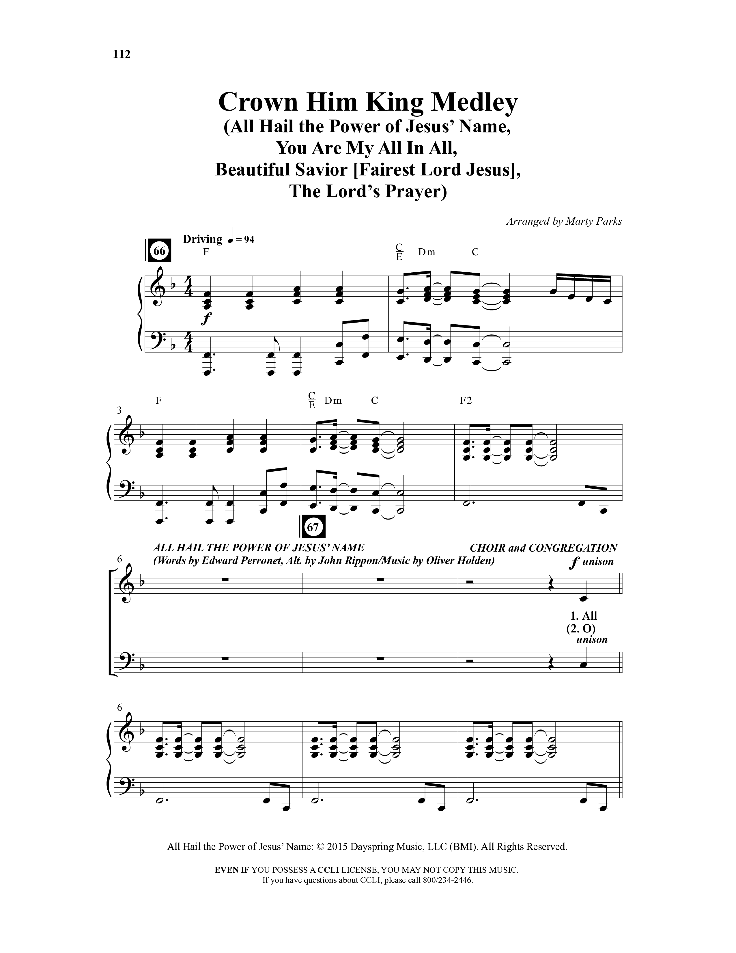 Choral Festival Favorites Vol 1 (9 Song Choral Collection) Song 9 (Piano SATB) (Word Music Choral / Arr. Marty Parks)