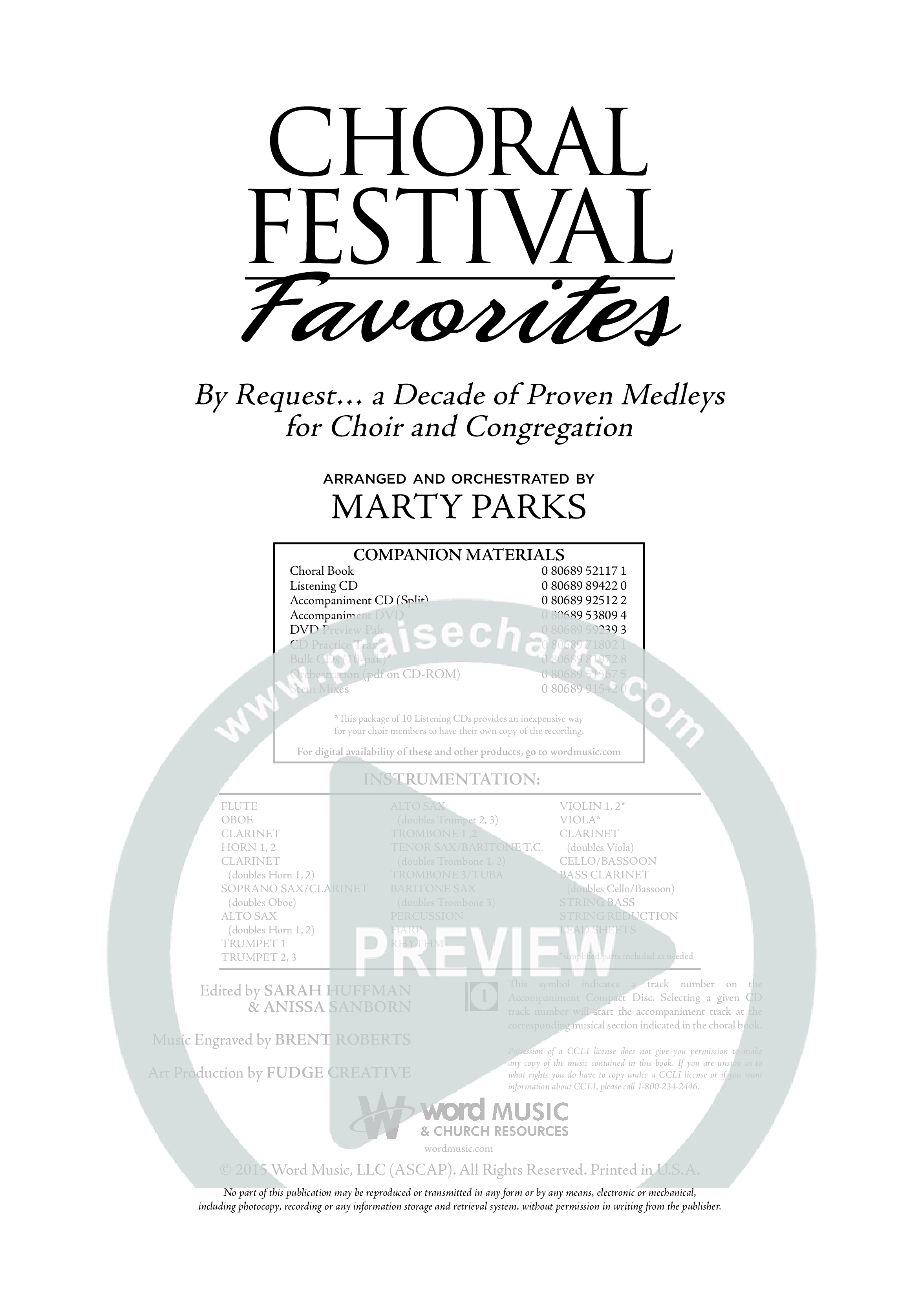 Choral Festival Favorites Vol 1 (9 Song Choral Collection) Choral Book (Word Music Choral / Arr. Marty Parks)