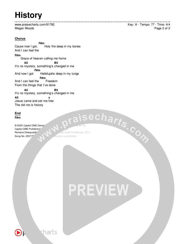 History Chords & Lyrics (Megan Woods)