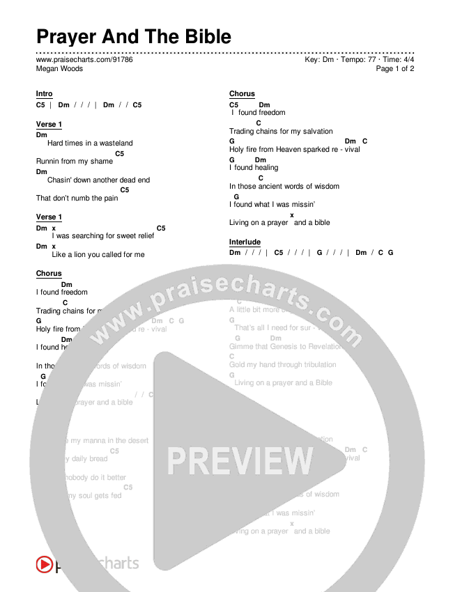 Prayer And The Bible Chords & Lyrics (Megan Woods)