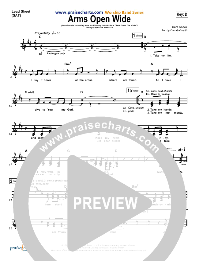 Arms Open Wide Sheet Music (Hillsong UNITED) - PraiseCharts