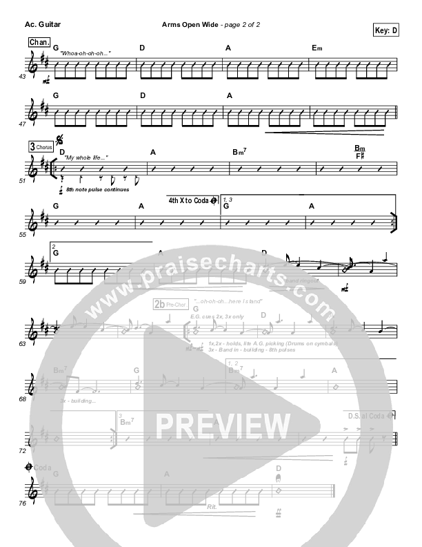 Arms Open Wide Acoustic Guitar (Hillsong UNITED)