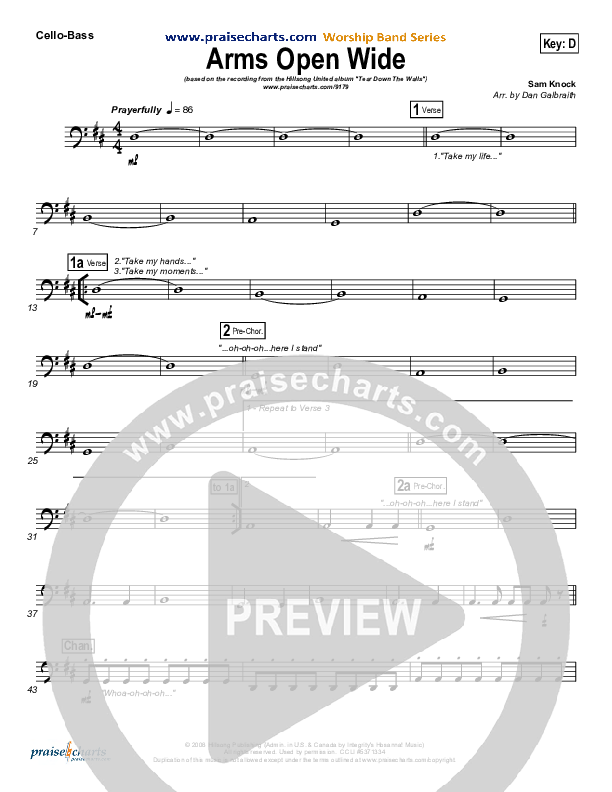 Arms Open Wide Cello/Bass (Hillsong UNITED)