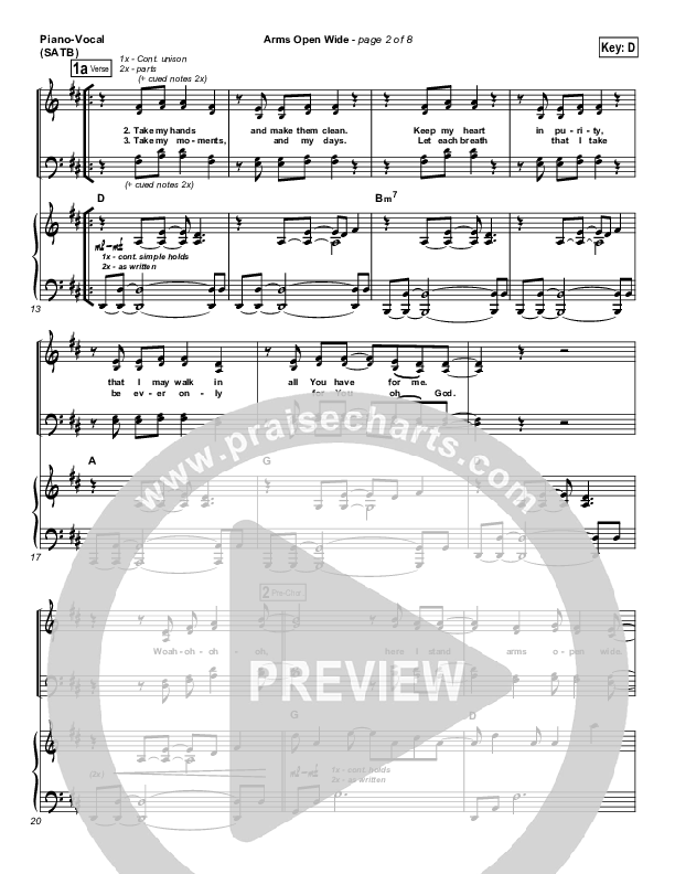 Arms Open Wide Piano/Vocal (Hillsong UNITED)