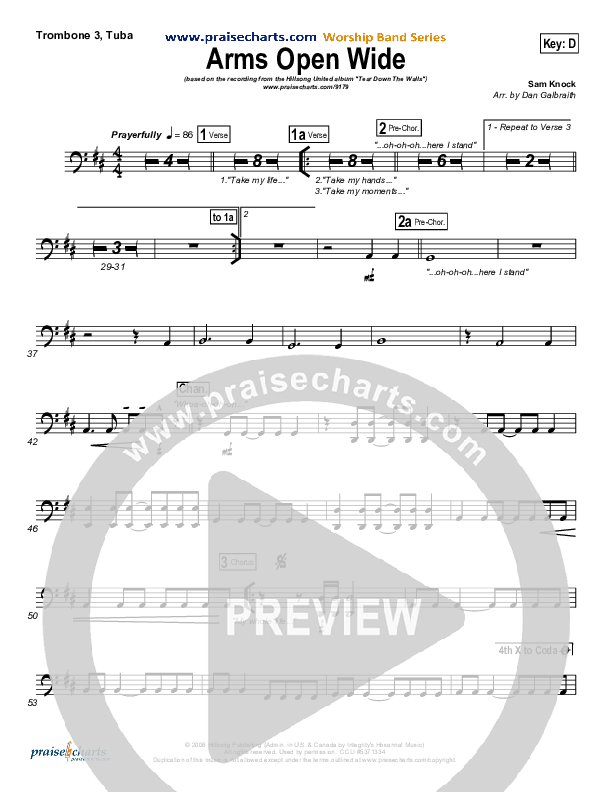 Arms Open Wide Trombone 3/Tuba (Hillsong UNITED)