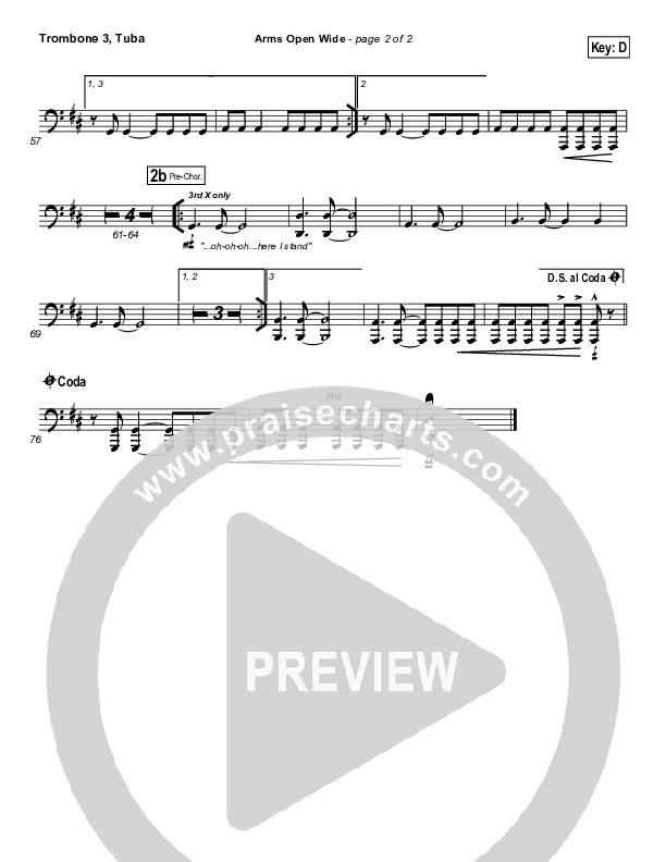 Arms Open Wide Trombone 3/Tuba (Hillsong UNITED)