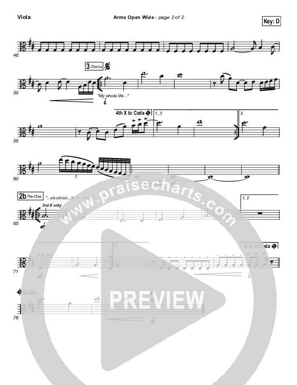 Arms Open Wide Viola (Hillsong UNITED)