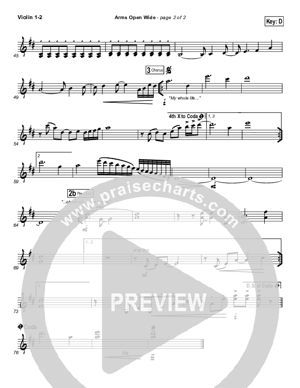 Arms Open Wide Violin 1/2 (Hillsong UNITED)