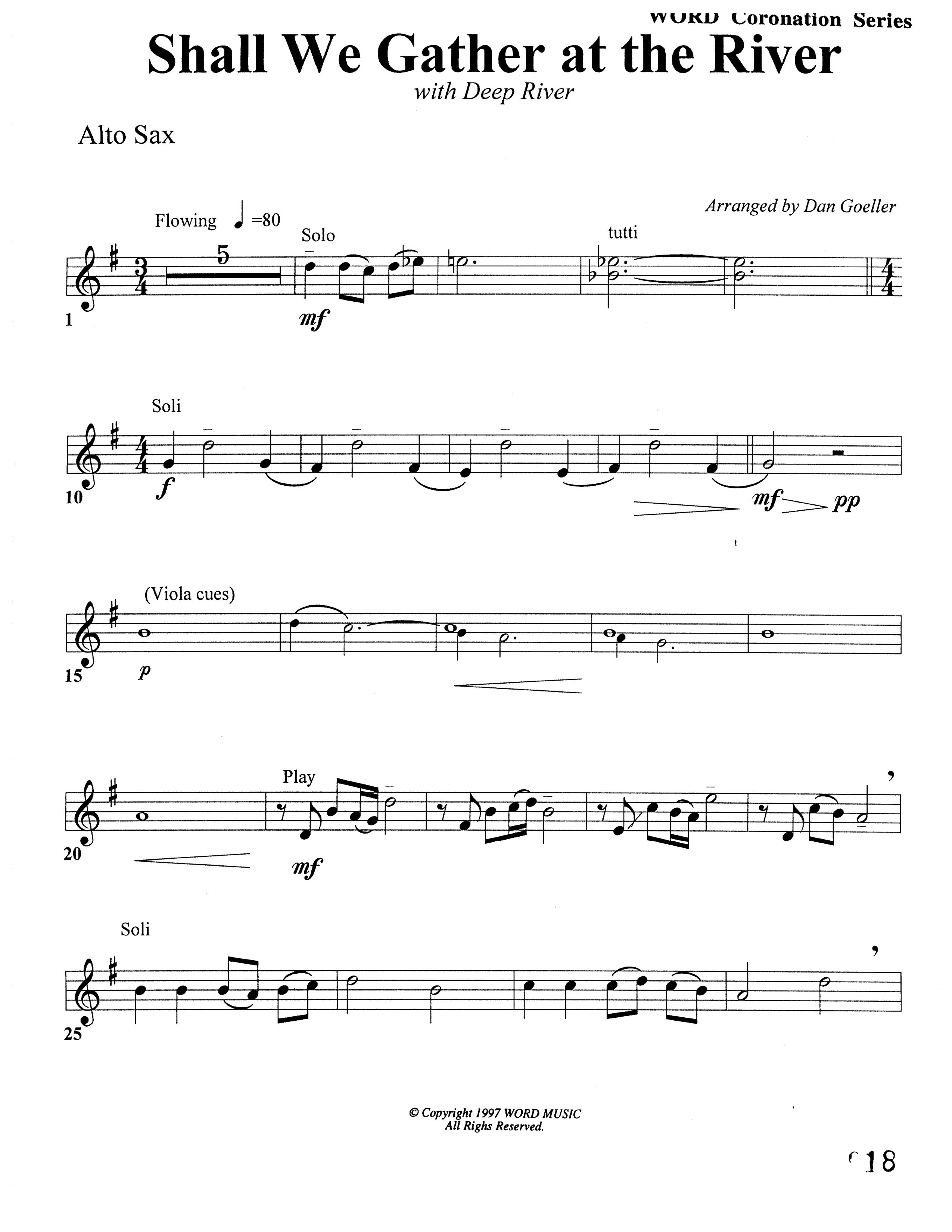 Shall We Gather At The River (Choral Anthem SATB) Alto Sax (Word Music Choral)
