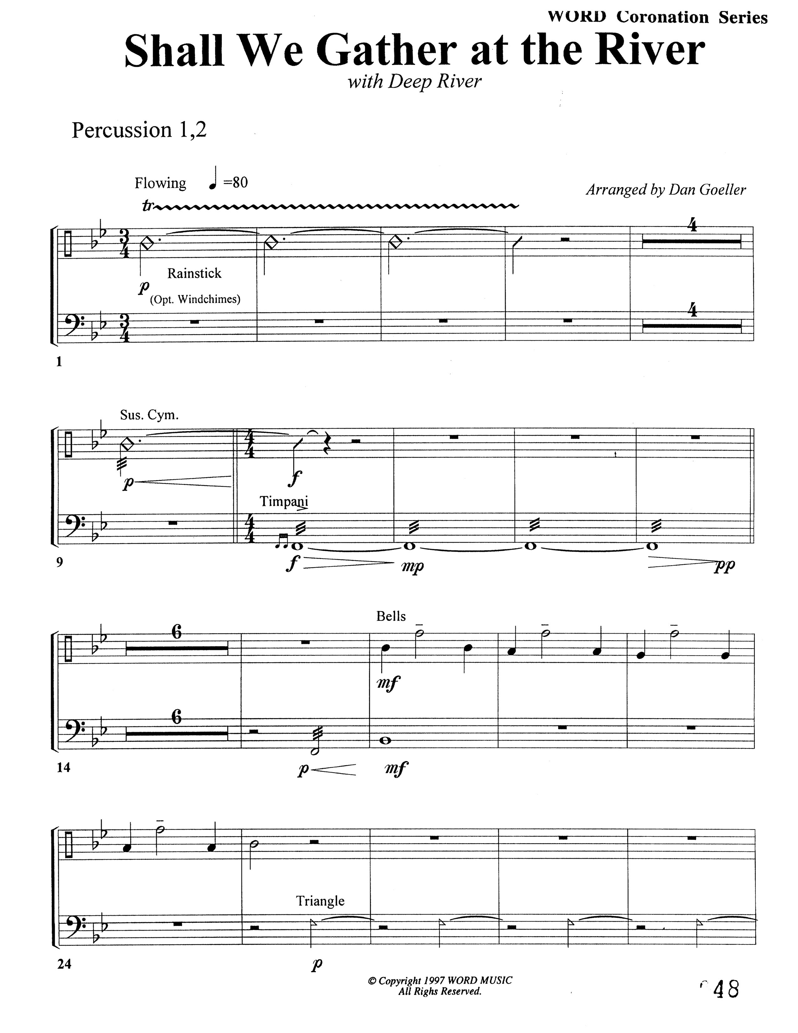 Shall We Gather At The River (Choral Anthem SATB) Percussion 1/2 (Word Music Choral)