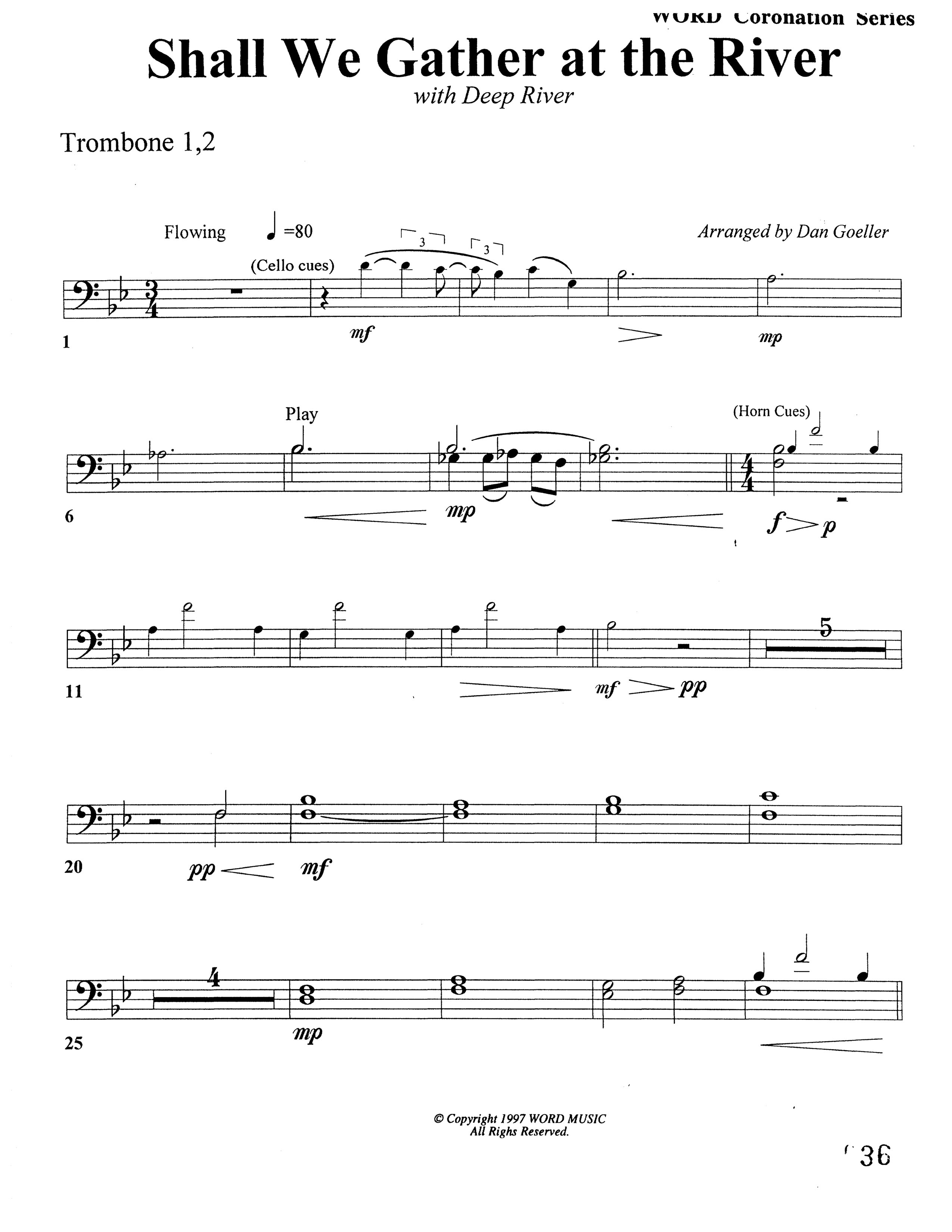 Shall We Gather At The River (Choral Anthem SATB) Trombone 1/2 (Word Music Choral)