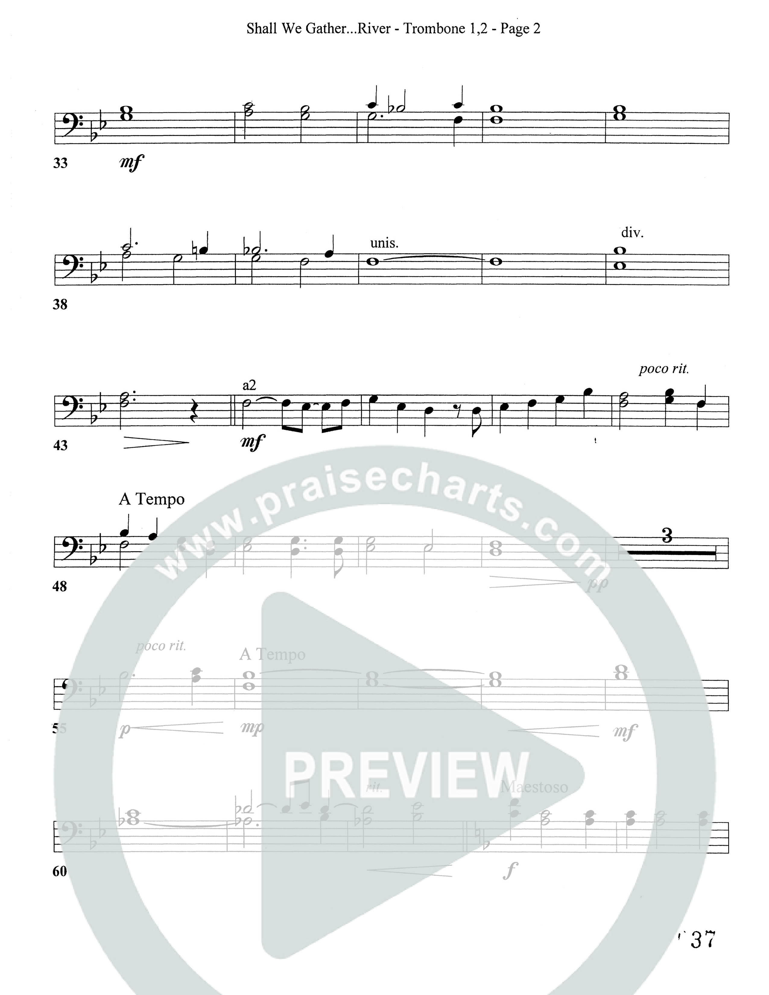 Shall We Gather At The River (Choral Anthem SATB) Trombone 1/2 (Word Music Choral)