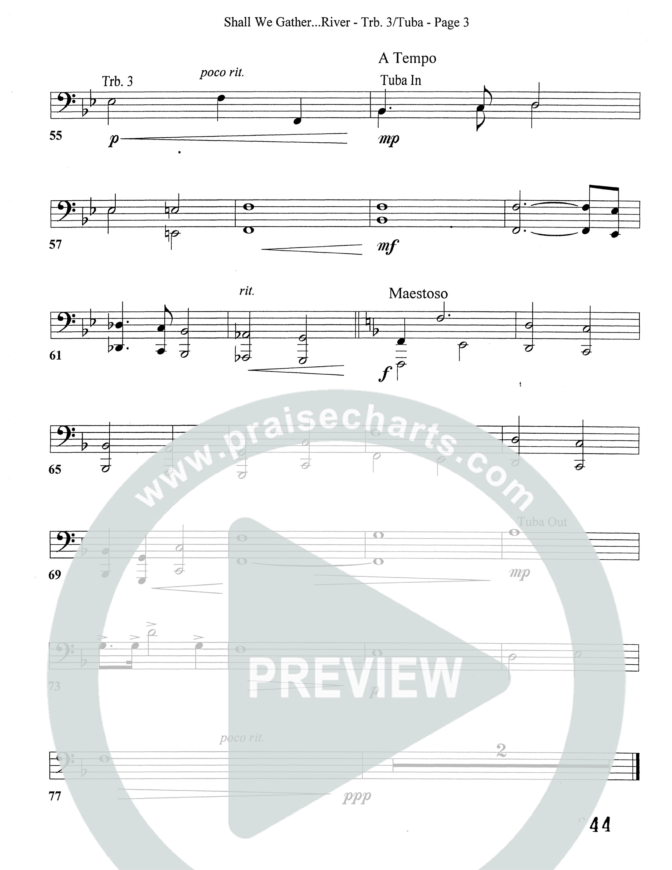Shall We Gather At The River (Choral Anthem SATB) Trombone 3/Tuba (Word Music Choral)