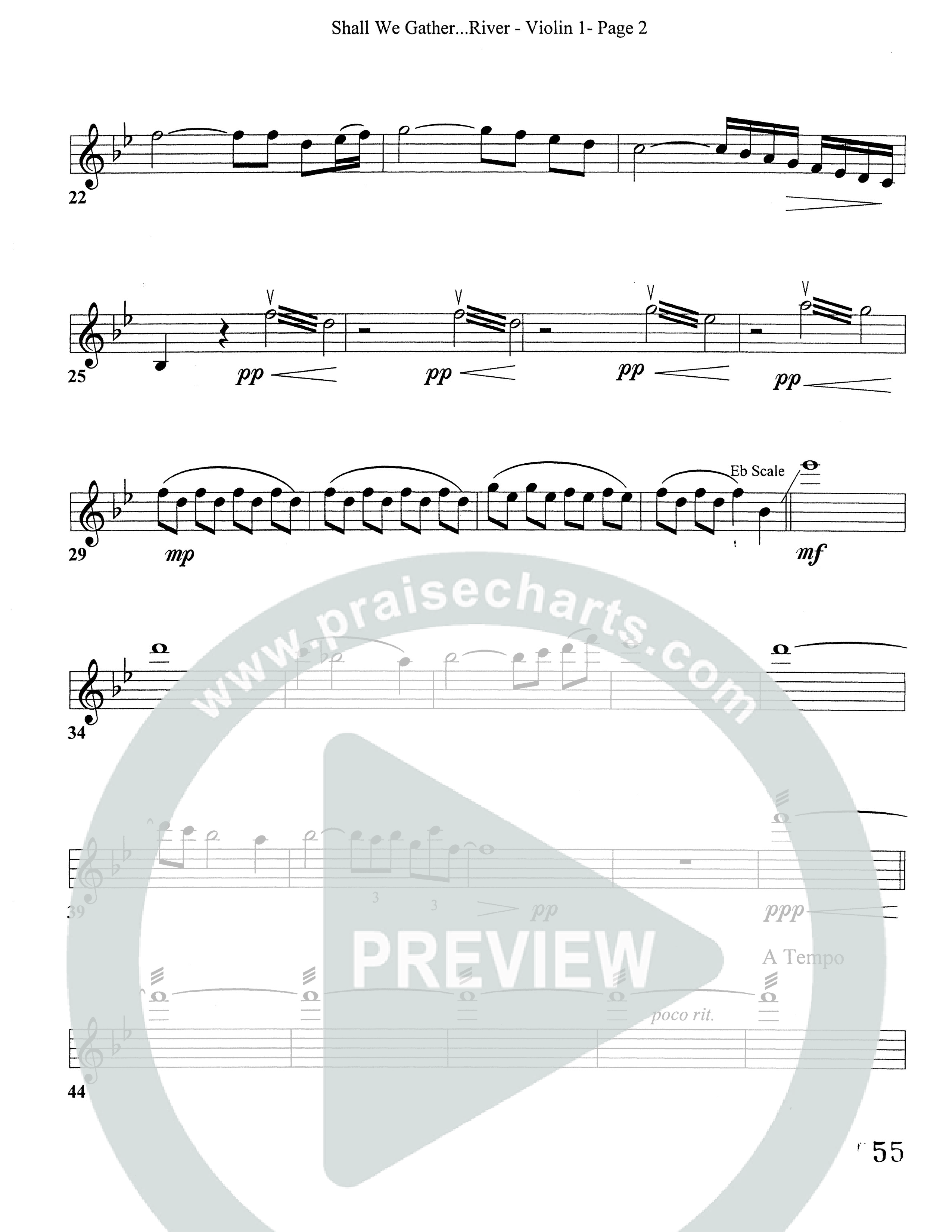 Shall We Gather At The River (Choral Anthem SATB) Violin 1/2 (Word Music Choral)