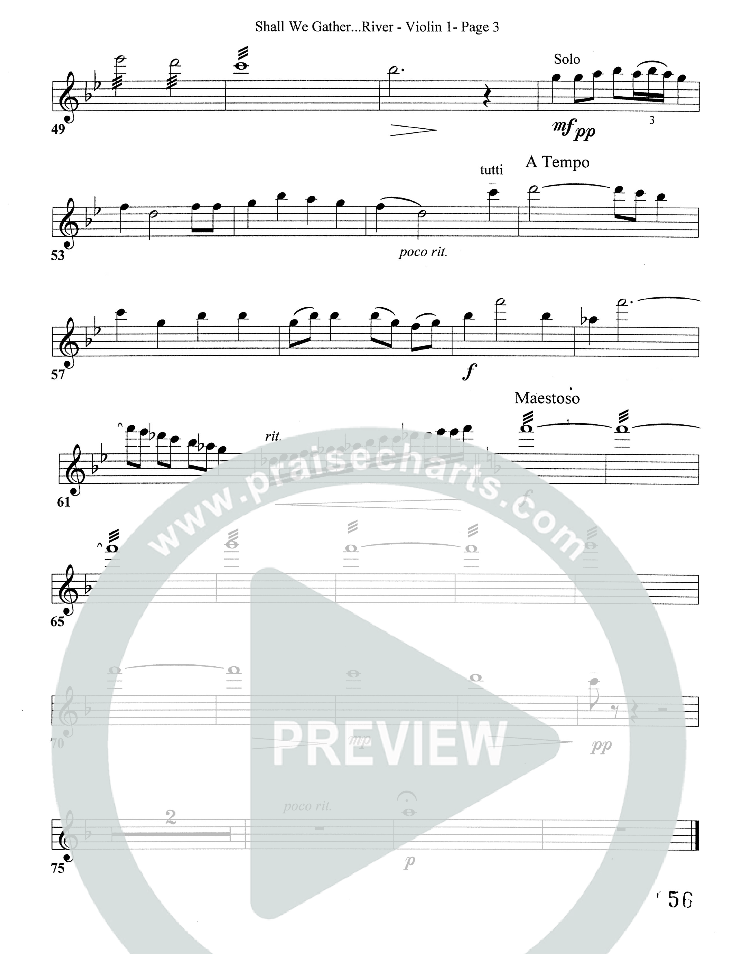 Shall We Gather At The River (Choral Anthem SATB) Violin 1/2 (Word Music Choral)