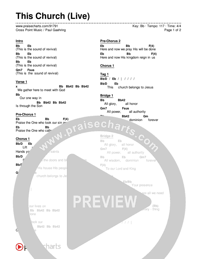 This Church (Live) Chords & Lyrics (Cross Point Music / Paul Gaehring)