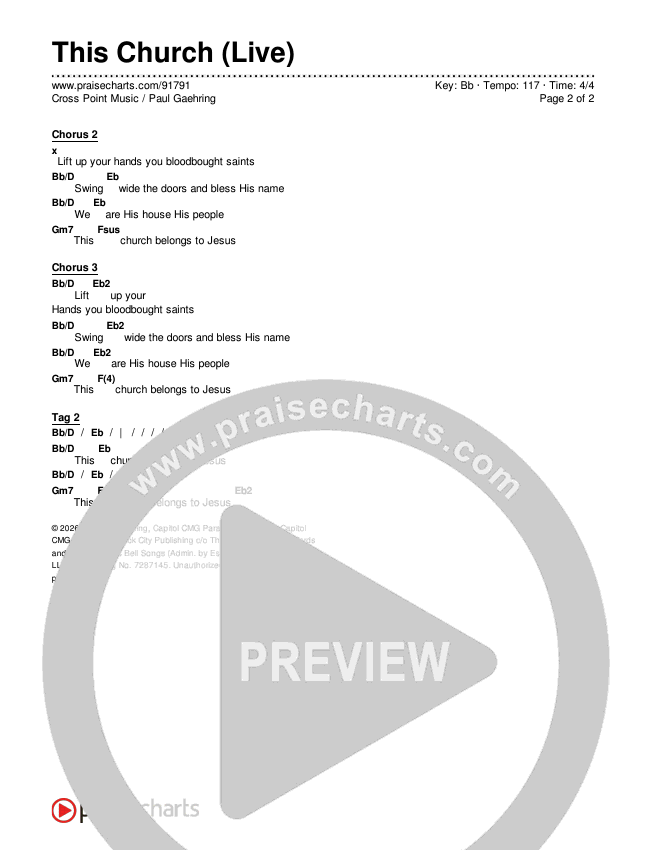 This Church (Live) Chords & Lyrics (Cross Point Music / Paul Gaehring)