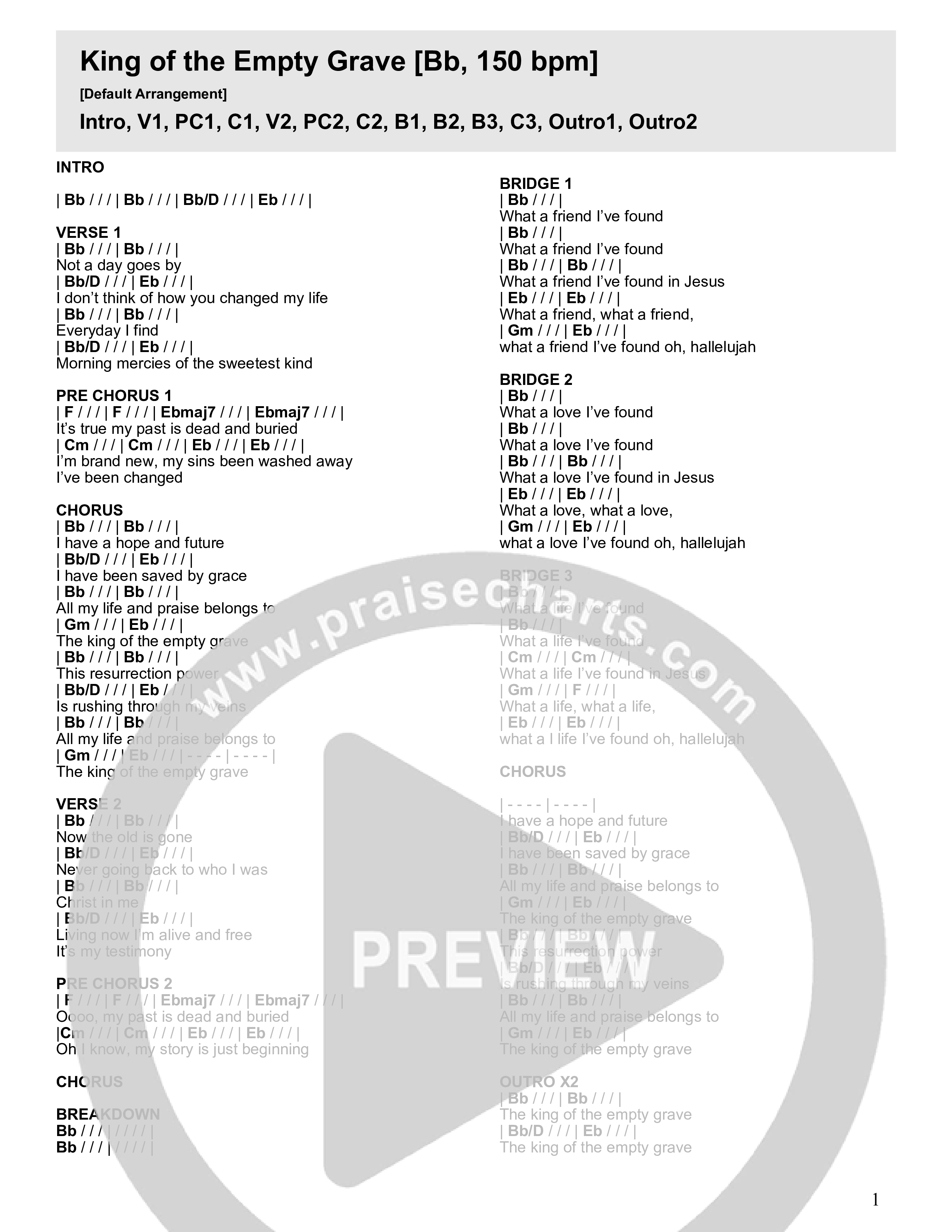 King Of The Empty Grave Chord Chart (River Valley Worship)