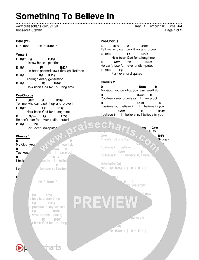 Something To Believe In Chords & Lyrics (Roosevelt Stewart)