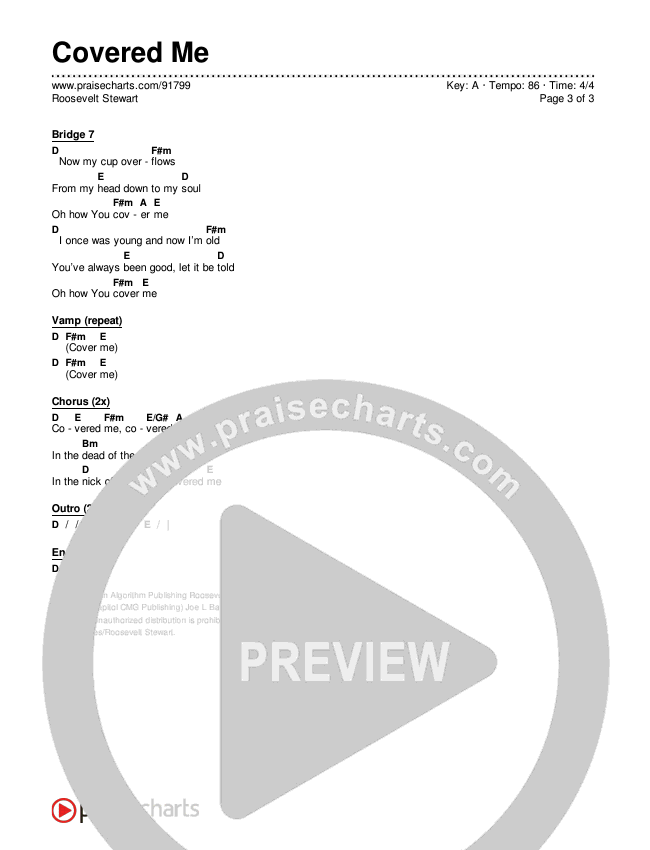 Covered Me Chords & Lyrics (Roosevelt Stewart)
