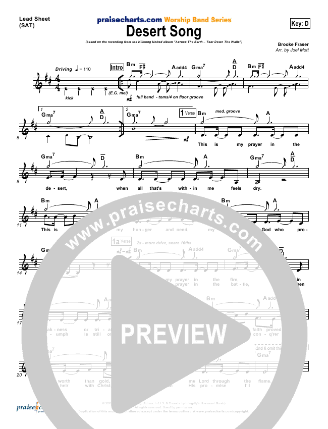 Desert Song Sheet Music Hillsong United Praisecharts desert song sheet music hillsong