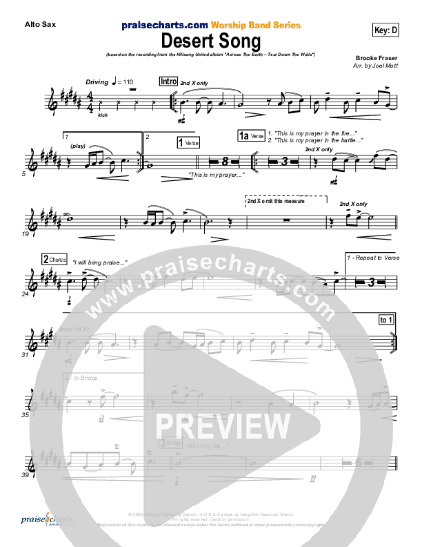 Desert Song Alto Sax (Hillsong UNITED)
