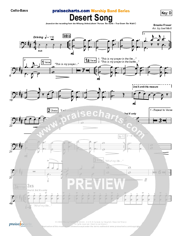 Desert Song Cello/Bass (Hillsong UNITED)