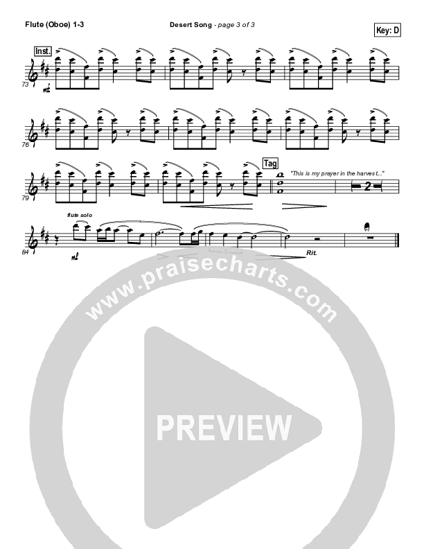 Desert Song Flute/Oboe 1/2/3 (Hillsong UNITED)