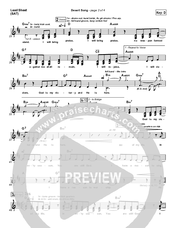 Desert Song Lead Sheet (Hillsong UNITED)