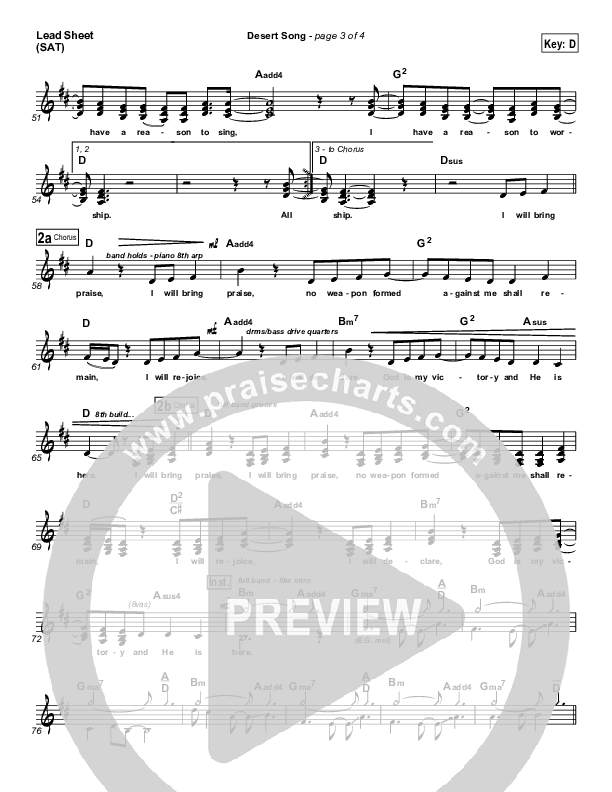 Desert Song Lead Sheet (Hillsong UNITED)