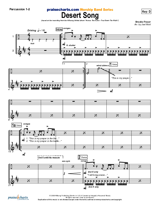 Desert Song Percussion 1/2 (Hillsong UNITED)